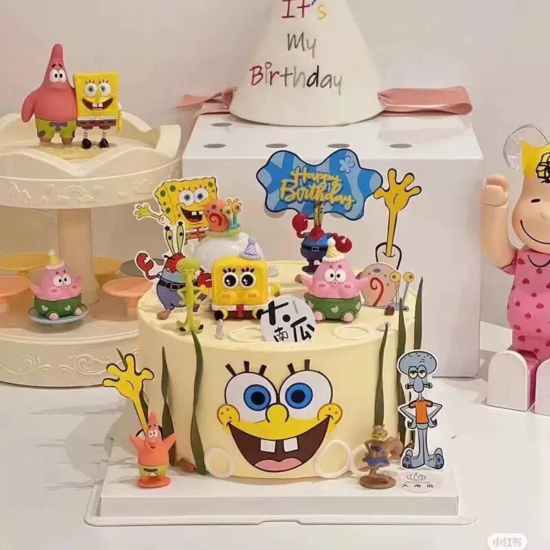 海绵宝宝生日蛋糕装饰摆件黄胖子蛋糕/烘焙装饰用品