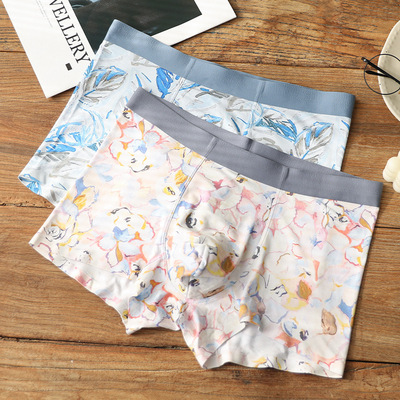 秋冬摩洛哥原创个性印花内裤男莫代尔无痕舒适男士内裤中腰平角裤