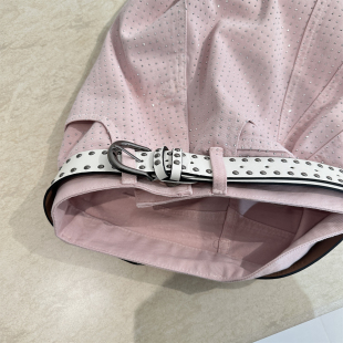 高腰显瘦小众别致休闲裤 立体剪裁粉色烫钻阔腿牛仔裤 女春2026新款