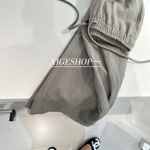 质感灰绿色天丝亚麻休闲裤 早秋 女高腰显瘦百搭松弛感凉凉阔腿长裤