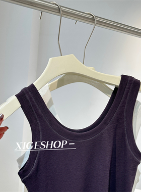 质感遮副乳螺纹棉吊带背心女弹力显瘦内搭U领百搭无袖上衣打底白