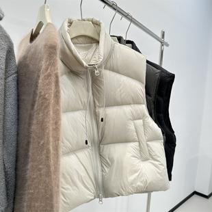“云朵泡芙”零压感羽绒服马甲女冬25新款保暖百搭立领白鸭绒马夹