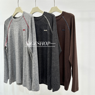 25秋冬 打底衫 双面磨毛软糯明线插肩袖 T恤女宽松亲肤字母刺绣长袖