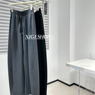 空气层弯刀休闲裤 春秋新 女百搭垂感显瘦修饰腿型阔腿香蕉运动长裤