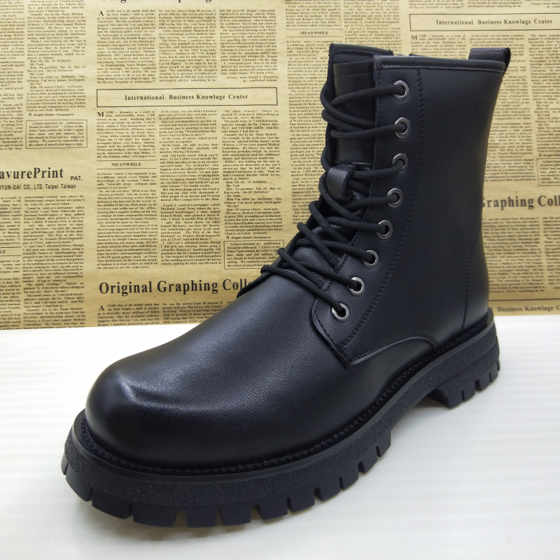 侧拉链工装靴防滑透气休闲男靴