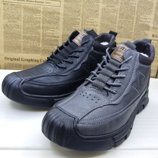 撤柜真皮全皮加绒厚绒保暖秋冬季 靴休闲高帮马丁靴男靴子 防滑工装