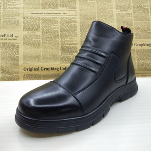 工厂断码 男靴子 尾单真皮侧拉链防滑休闲圆头马丁靴加绒保暖秋冬季