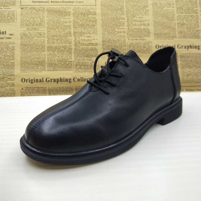 2025年新款真皮头层牛皮平底圆头通勤职业防滑透气百搭工作鞋女鞋