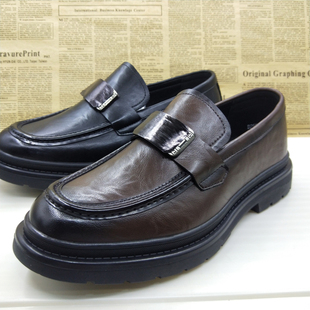 撤柜清仓真皮里外全皮圆头商务正装英伦风防滑透气一脚蹬百搭男鞋