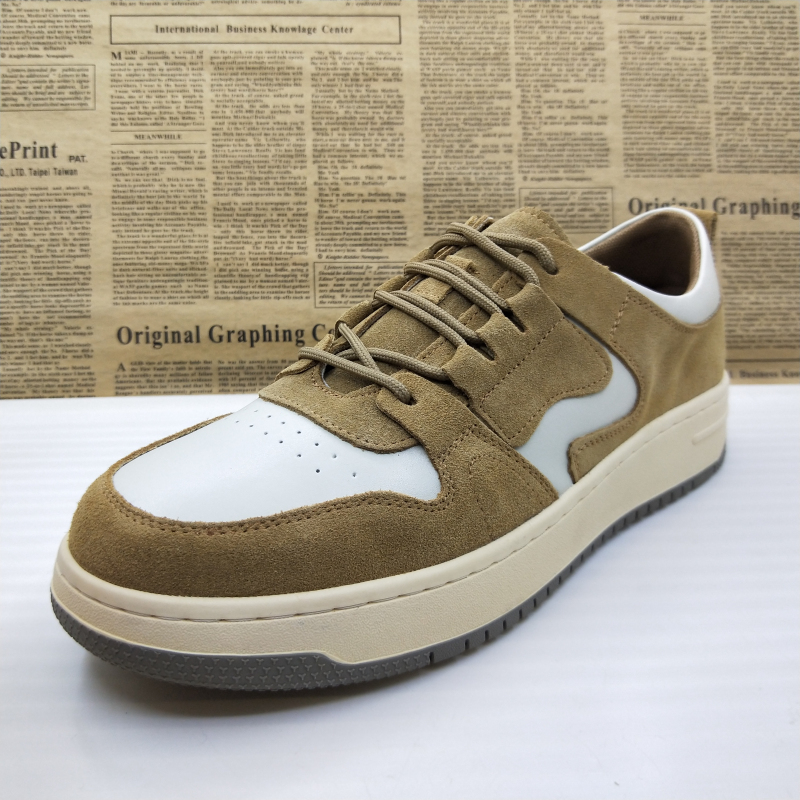 防滑休闲板鞋拼色工装男皮鞋