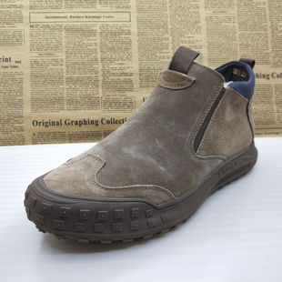 撤柜真皮反绒牛皮侧拉链真毛厚绒雪地靴短筒马丁靴防滑休闲男靴子