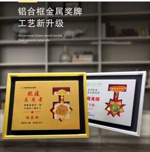 抗疫情志愿者金属相框定制创意奖牌奖章嘉奖护士节疫情防控纪念品