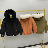 派克服女短款 皮草外套女狐狸毛领可拆卸獭兔内胆 潮流爆款 时尚 韩版