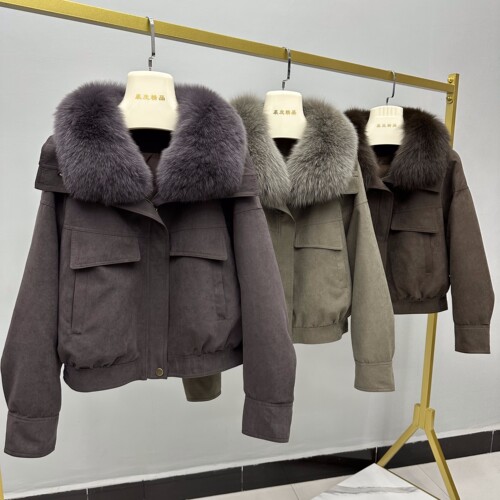 短款羽绒服女狐狸毛领可拆卸外套