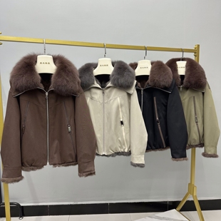 2025冬季新款皮草外套派克服女款狐狸毛领可拆卸双面穿皮毛一体冬