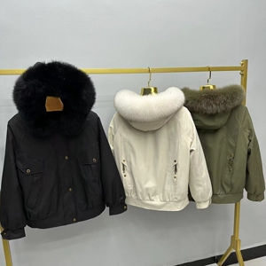 短款派克服女时尚韩版皮草外套獭兔内胆可拆卸狐狸毛领皮毛一体冬