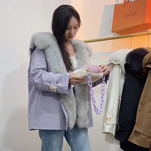 海军领派克服真皮真毛内胆可拆卸