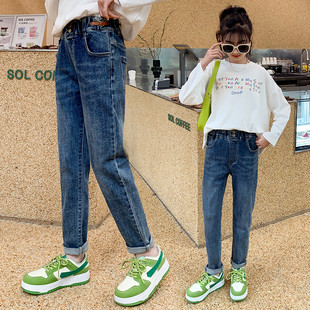 女孩中大童直筒裤 女童牛仔裤 子外穿老爹裤 裤 春秋洋派炸街儿童春装