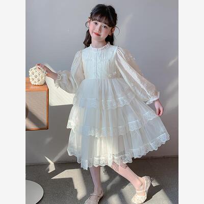女童2025新款时髦小女童春秋装公主风长袖连衣裙女生宫廷风裙子