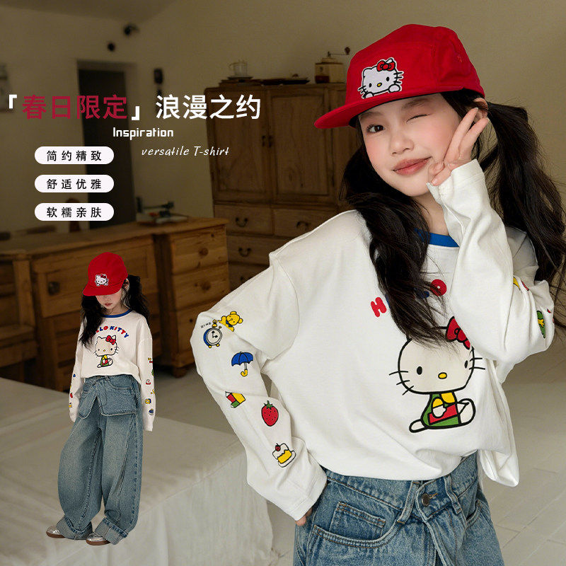 上衣女童.衫春秋2026春装款青少年女孩女大童长袖T恤打底新款卡通