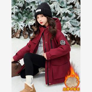 女大童冬季棉服2025新款初中生女生韩版派克服中学生冬装棉衣外套