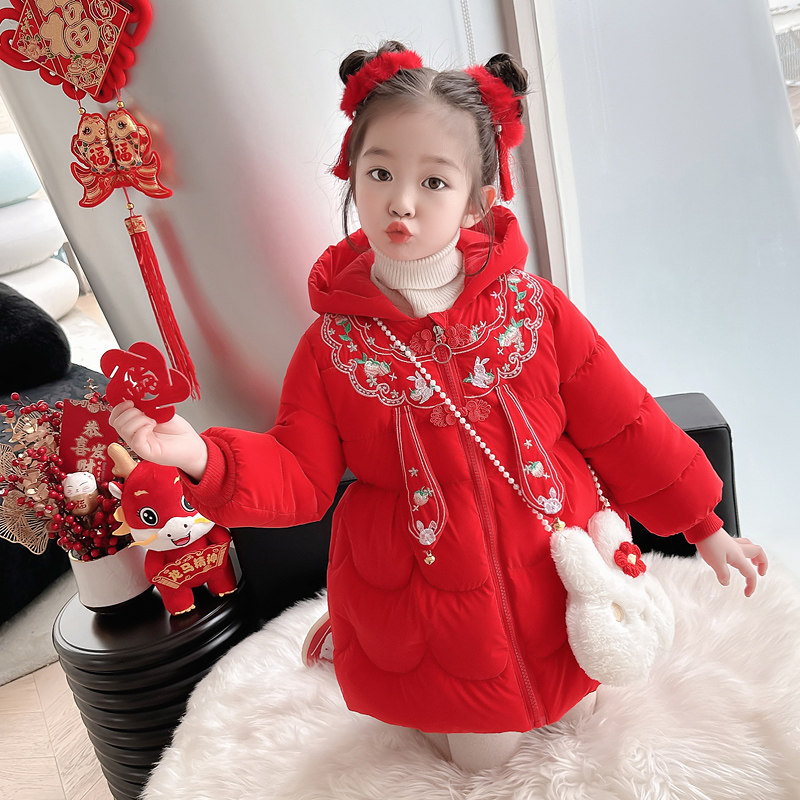 女童冬装棉衣儿童加厚保暖棉服唐装洋派宝宝中国风外套公主拜年服