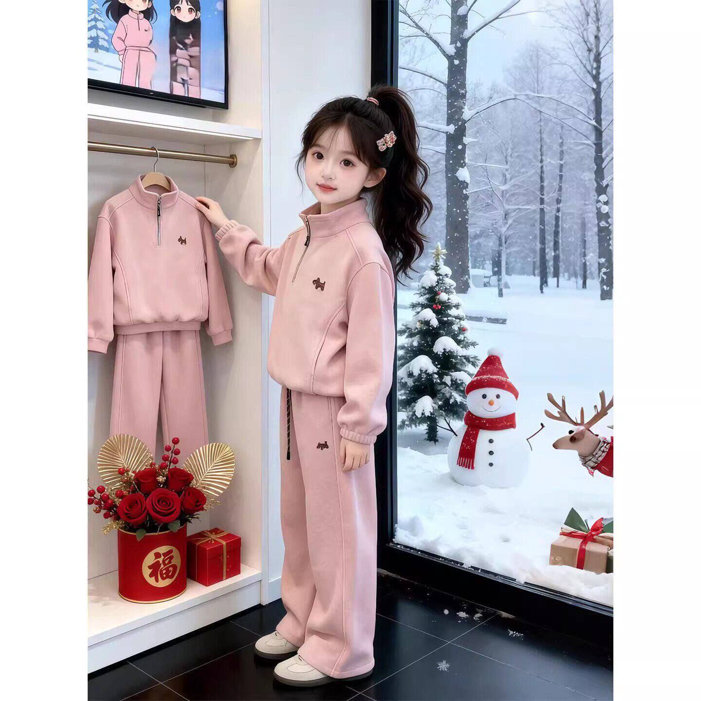 女孩时髦运动套装冬装春装新款穿搭韩系厚一整套洋气儿童2026女童