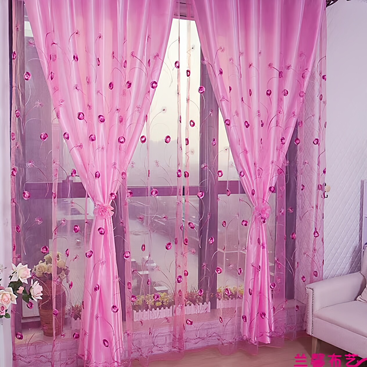 欧式紫色遮光布窗帘高档绣花窗纱帘卧室客厅特价清仓成品定制田园