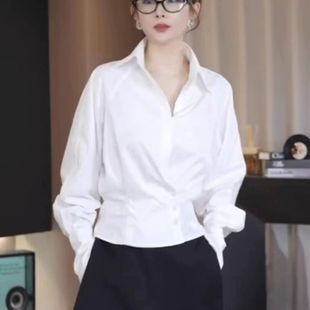 法式纯欲白色衬衫女款春装2025超火衬衣轻奢高级感减龄泡泡袖上衣