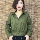 新款 洋气翻领气质时尚 短款 网红原创2025春季 纽扣抽绳春秋大码 外套