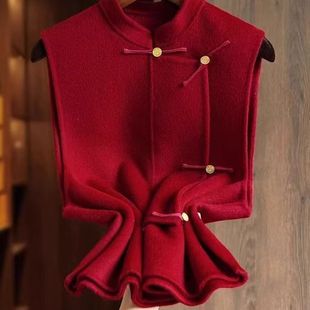新中式红色马甲女秋冬2025新款圣诞节穿搭高级感独特漂亮国风上衣