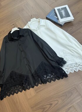 【鑫蕾】加绒保暖新款时尚休闲百搭气质感花边拼接衬衣28321