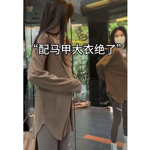 百搭宽松长袖2025卫衣打底衫v领时尚简约纯色中长款加绒保暖上衣