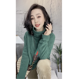 双面德绒高领打底衫女2025春秋女装加绒加厚保暖内搭长袖t恤上衣