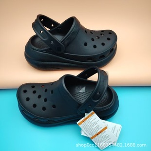 cross泡芙洞洞鞋情侣厚底男女性都能穿4.5cm沙滩鞋