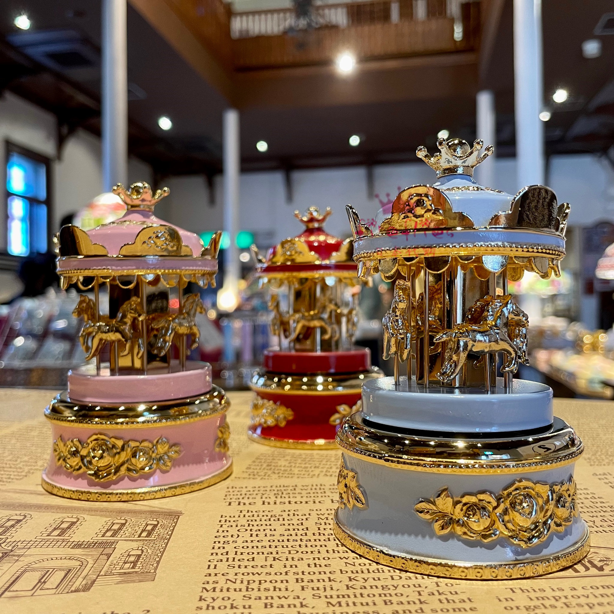 日本代购 工匠手工制作  旋转木马 可爱八音盒音乐盒