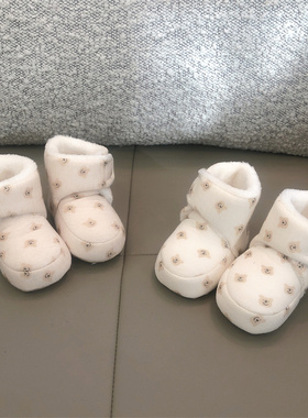 婴儿鞋子冬季加绒男女宝宝棉鞋厚保暖软底步前鞋防掉5-7-9-12个月