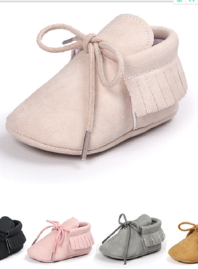 春秋新款婴儿鞋0-1岁男女宝宝流苏学步鞋系带软底舒适透气3-6-9月