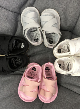 夏季新款婴儿鞋0-1岁男女宝宝纯色网面凉鞋魔术贴软底防滑学步鞋