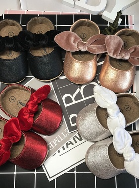 2021春季新品女宝宝公主鞋软底婴儿学步鞋0-1岁PU皮胶底防滑单鞋