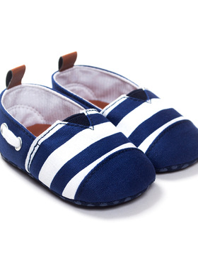 新春款男宝宝海军蓝绅士条纹潮流软布底鞋宝宝鞋软底防滑学步鞋