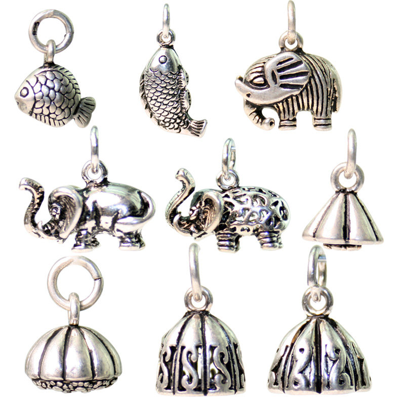 银饰小配件银大象吊坠莲花镂空挂件小莲蓬小鱼手链挂坠diy材料,饰品/流行首饰/时尚饰品新,其他DIY饰品配件,淘宝优惠券,粉丝福利购,淘宝优惠卷