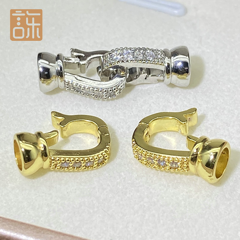 珍珠项链扣子毛衣链搭扣diy手工制百搭手链扣头微镶连接头万能扣