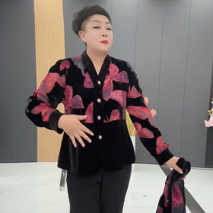 洋气减龄中年上衣女 加肥大码 拼色V领单排扣百搭开衫 2025春季 新款