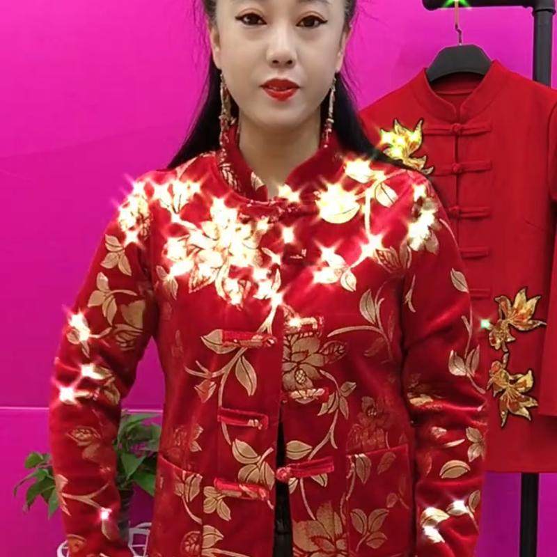 加绒保暖烫金盘扣立领开衫外套2024冬季新款减龄百搭中老年上衣女,女装/女士精品,中老年女装,淘宝优惠券,粉丝福利购,淘宝优惠卷