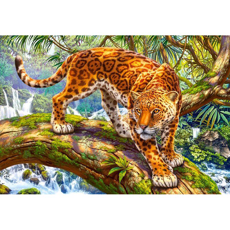 diy方钻满钻钻石画动物树上的豹子手工贴钻点钻十字绣带钻砖石画