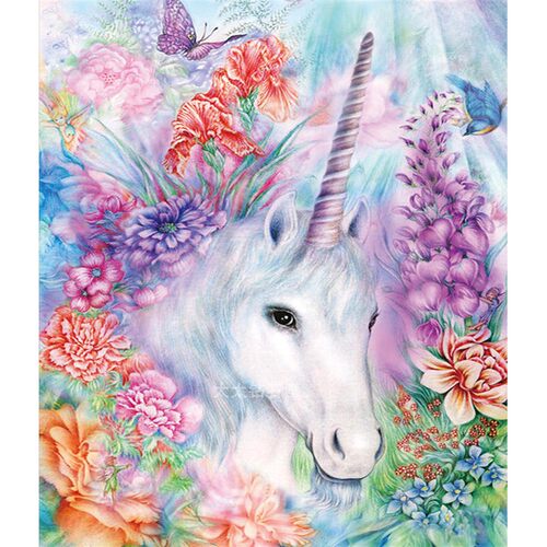 儿童房DIY方钻满钻钻石画花丛独角兽手工贴钻点钻印花十字绣带钻