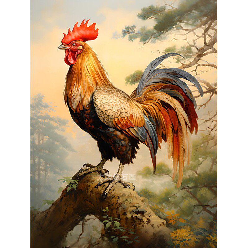 生肖diy方钻满钻钻石画钻石绣贴钻点钻十字绣彩色短尾巴大公鸡