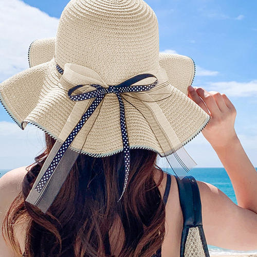 拉菲草帽太阳帽时尚凉帽女海边蝴蝶结夏大檐防晒遮阳沙滩88vip2元