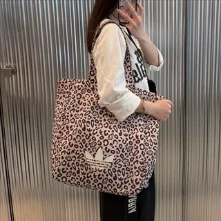 Adidas Originals三叶草豹纹印花时尚单肩斜挎托特大包桶包LC8238